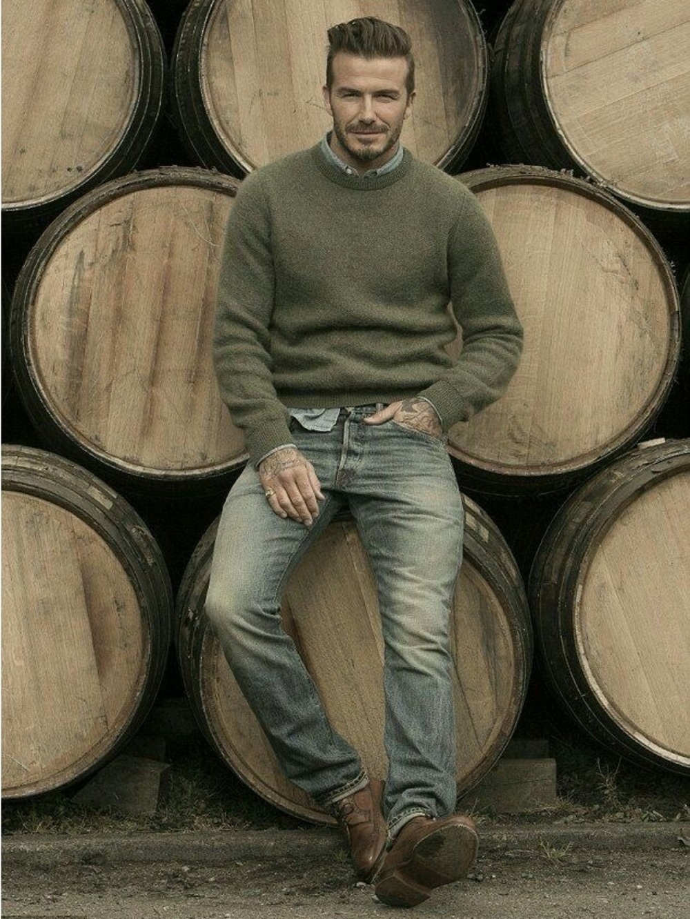 Polo by Ralph Lauren Olive Ribbed Crewneck Sweater
